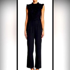 Romeo + Juliet Black Lace Sleeveless Wide‎ Leg Jumpsuit